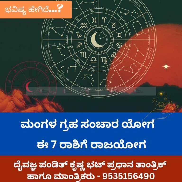 ಮಂಗಳ ಗ್ರಹ ಸಂಚಾರ ಯೋಗ | ಈ 7 ರಾಶಿಗೆ ರಾಜಯೋಗ