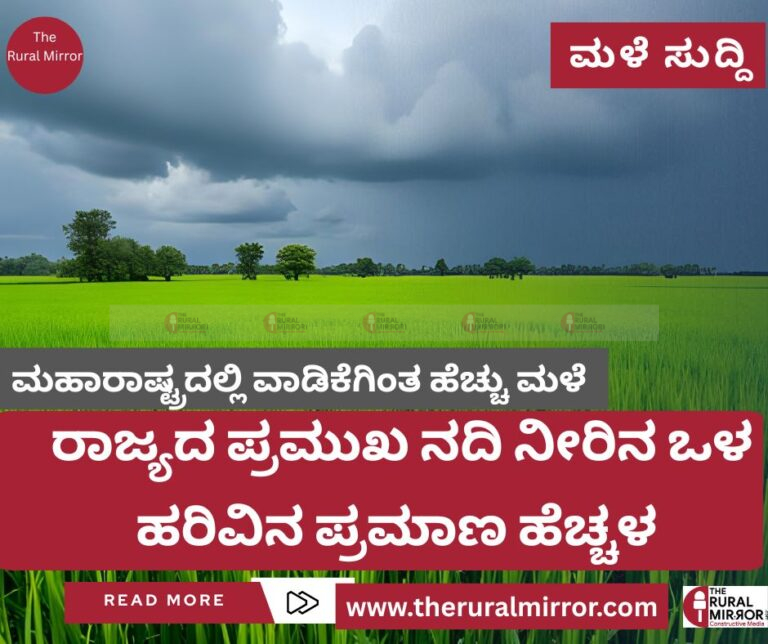 ಮಹಾರಾಷ್ಟ್ರದಲ್ಲಿ ವಾಡಿಕೆಗಿಂತ ಹೆಚ್ಚು ಮಳೆ | ರಾಜ್ಯದ ಪ್ರಮುಖ ನದಿ ನೀರಿನ ಒಳ ಹರಿವಿನ ಪ್ರಮಾಣ ಹೆಚ್ಚಳ